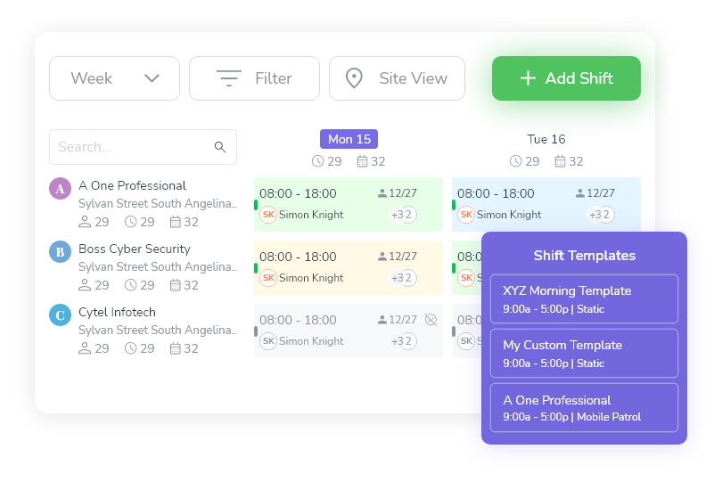 Recurring Shift Templates